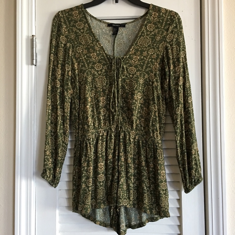 For Ever 21 Long Sleeve Floral Romper -SZ S